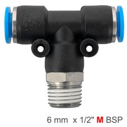 Pu Hose Fitting Tee 6mm-1/2 M