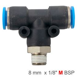 Pu Hose Fitting Tee 8mm-1/8 M