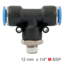 Pu Hose Fitting Tee 12mm-1/4 M