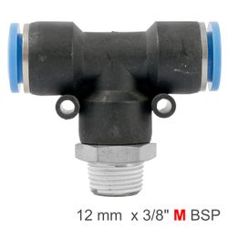 Pu Hose Fitting Tee 12mm-3/8 M