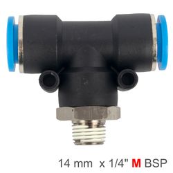 Pu Hose Fitting Tee 14mm-1/4 M