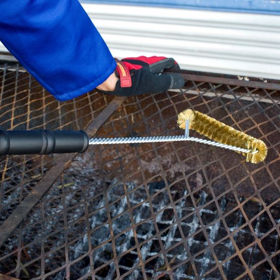 Braai Bbq Three Side Brass Wire Brush 530mm Handle 21" Tcw