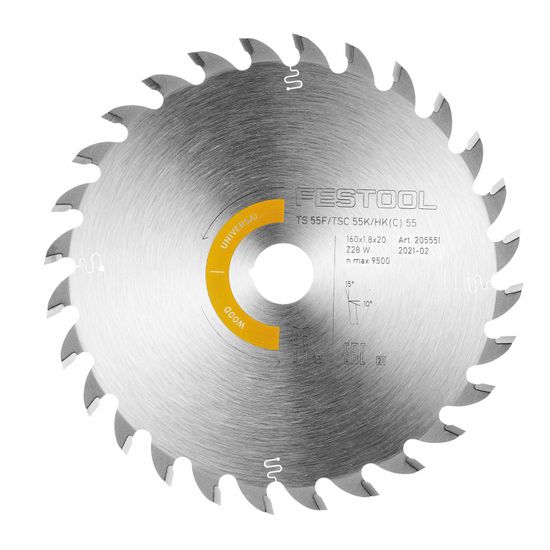 FESTOOL Hw 160x1,8x20 W28 Wood Universal Circular Saw Blade 160mm 28t