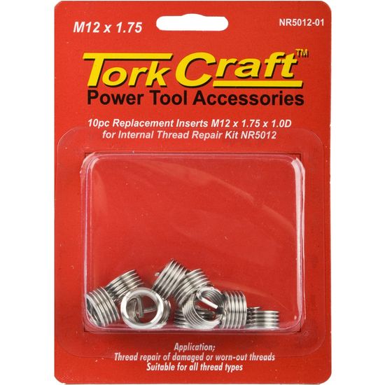 TORK CRAFT  NR5012-01 Replacement Inserts M12 X 1.75 X 12mm 1D 10pc