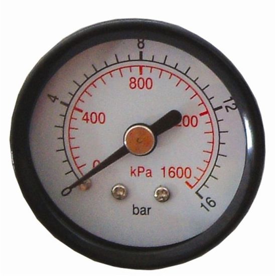 Press. Gauge 50mm 1/4" Rear Fit 0-16bar 0-1600kpa