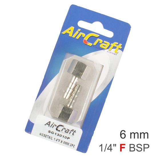 Hosetail 1/4"f X 6mm 2pc Pack
