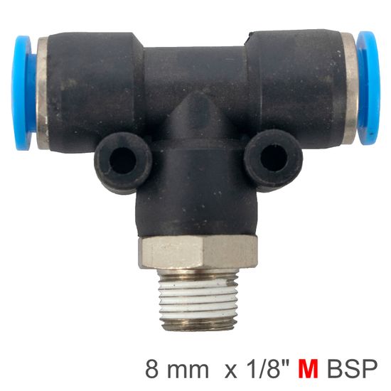 Pu Hose Fitting Tee 8mm-1/8 M