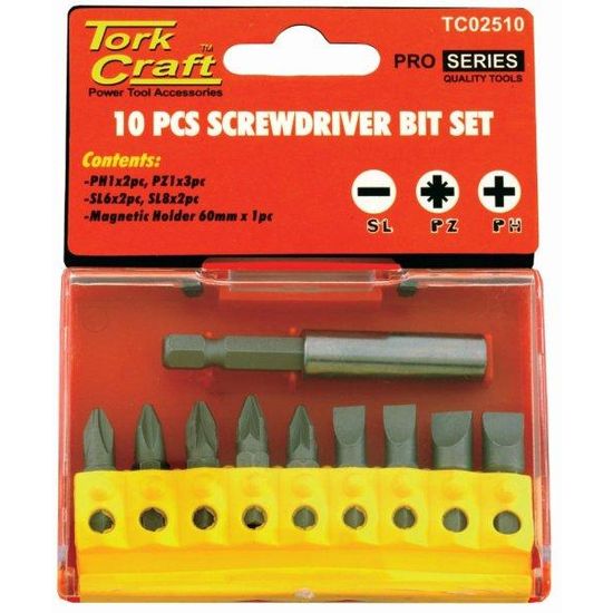 Screwdriver Bit Set 10pcs(ph2x2.pz2x3slotted6mmx2.8mmx2)