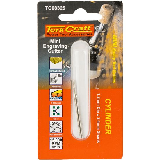 TORK CRAFT Mini Diamond Engraving Cutter 1.2mm Cylinder 2.4mm Shank