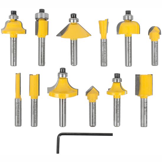 Router Bit Set 12pc 1/4" Straight & Profile