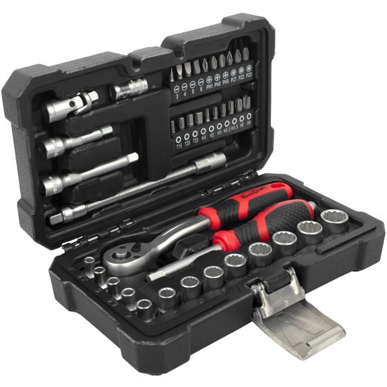 Socket & Ratchet Drive Set 40pc 1/4" Crv 12 Point 4 4.5 5 5.5 6-14mm