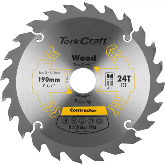 Blade Contractor 190 X 24t 30/20/16 Circular Saw Tct