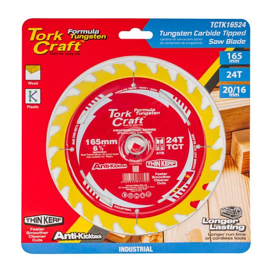 Tct Saw Blade 165mm X 1.6mm X 20mm X 24t Wood Thin Kerf