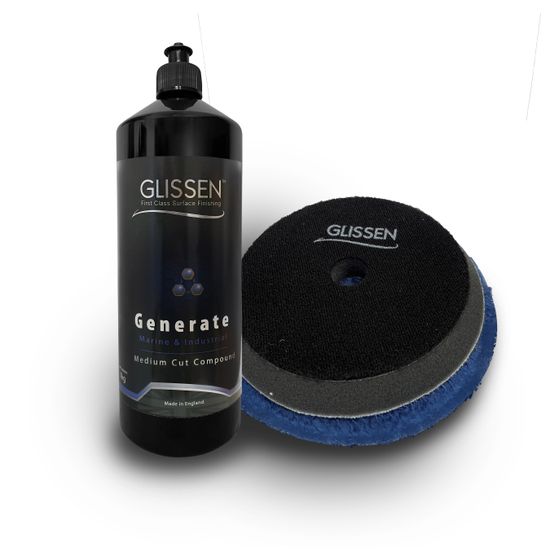 GLISSEN Generate Medium Cut Compound 1kg + Nitro High Cut Wool Foam Applicator 150mm/6'