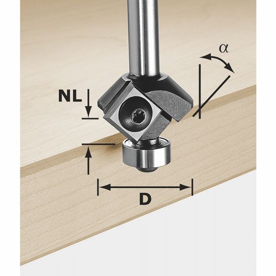 FESTOOL S8 HW 45&deg; D27 12x12 KL Chamfer Cutter with Reversible Blade 27mm